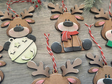 Load image into Gallery viewer, Reindeer Merry Christmas Ornament File SVG, Santa Elf Candy Cane Rudolph, Presents Tiered Tray, Glowforge, LuckyHeartDesignsCo