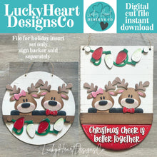 Load image into Gallery viewer, Reindeer Cheer Holiday Door Sign Interchangeable File, SVG, Christmas, Rudolph, Santa, Lights Seasonal Home Welcome, glowforge