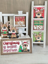 Load image into Gallery viewer, Reindeer Love Christmas Interchangeable Leaning Sign File SVG, Glowforge, Rudolph, Santa, Wreath, Lights, Tree, Holiday, LuckyHeartDesignsCo