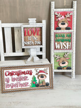 Load image into Gallery viewer, Reindeer Love Christmas Interchangeable Leaning Sign File SVG, Glowforge, Rudolph, Santa, Wreath, Lights, Tree, Holiday, LuckyHeartDesignsCo