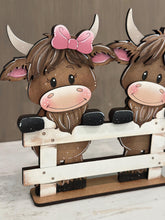 Load image into Gallery viewer, Happy Highland Fence Standing File SVG, Couple, Cow, Farm, Tiered Tray Glowforge, LuckyHeartDesignsCo