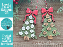 Load image into Gallery viewer, Bow Tree Family Names Christmas Ornament File SVG, Glowforge Holiday, Personalized, Grandparents, LuckyHeartDesignsCo