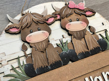 Load image into Gallery viewer, Happy Highland Holiday Door Sign Interchangeable File, SVG Cow, Farm, Fence, Home, Seasonal, Home, Welcome, glowforge