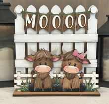 Load image into Gallery viewer, Happy Highland Holiday Door Sign Interchangeable File, SVG Cow, Farm, Fence, Home, Seasonal, Home, Welcome, glowforge