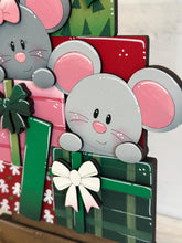 Load image into Gallery viewer, Mouse Christmas for the Birdhouse Interchangeable File SVG, Presents Santa, Mice, Seasonal, Holiday, Glowforge, Laser, LuckyHeartDesignsCo