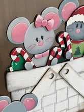 Load image into Gallery viewer, Mouse Christmas For The Flower Basket Interchangeable File SVG, TINY Mice, Santa, Candy Cane, Tiered Tray, Glowforge, LuckyHeartDesignsCo