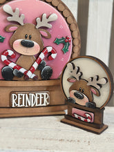 Load image into Gallery viewer, Reindeer Merry Christmas Snow Globe Interchangeable File SVG, TINY, Rudolph, Candy Cane, Glowforge, Santa, Tiered Tray LuckyHeartDesignsCo