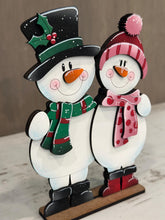 Load image into Gallery viewer, Happy Snowman Hug Standing File SVG, Santa, Winter, Couple, Christmas, Snowmen, Wreath, Centerpiece glowforge LuckyHeartDesignsCo