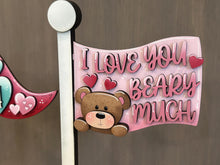 Load image into Gallery viewer, Valentines Flag Interchangeable File SVG, Heart, February, Love, Be Mine, Bear, Highland, Seasonal, Holiday, Glowforge, LuckyHeartDesignsCo