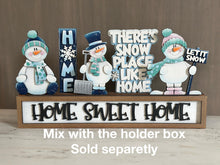 Load image into Gallery viewer, Winter Snowman Wall Collage Shelf Holder Interchangeable Sign File Glowforge, Snowmen, Frosty, Let It Snow, Standing, LuckyHeartDesignsCo