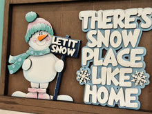 Load image into Gallery viewer, Winter Snowman Wall Collage Shelf Holder Interchangeable Sign File Glowforge, Snowmen, Frosty, Let It Snow, Standing, LuckyHeartDesignsCo
