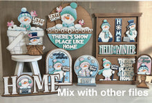 Load image into Gallery viewer, Snowman Let It Snow Winter For The Flower Basket Interchangeable File SVG, TINY, Frosty, Snowmen Tiered Tray, Glowforge, LuckyHeartDesignsCo