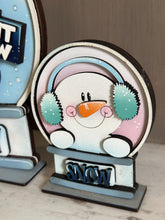 Load image into Gallery viewer, Let It Snow Snowman Winter Snow Globe Interchangeable File SVG, Glowforge, TINY, Snowmen, Frosty Snowflake, Tiered Tray LuckyHeartDesignsCo