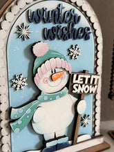 Load image into Gallery viewer, Let It Snow Snowman Tall Arch Sign Interchangeable File SVG, TINY, INSERT only Snowmen Winter Glowforge, Holiday, Tiered LuckyHeartDesignsCo