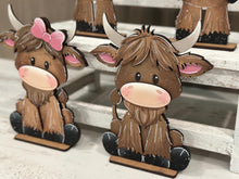 Load image into Gallery viewer, Happy Highland Cow Couple Standing File SVG, Cow, Farm, Tiered Tray Glowforge, LuckyHeartDesignsCo