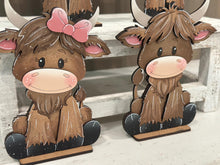 Load image into Gallery viewer, Happy Highland Cow Couple Standing File SVG, Cow, Farm, Tiered Tray Glowforge, LuckyHeartDesignsCo