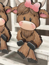 Load image into Gallery viewer, Happy Highland Couple Shelf Hanging File SVG, Ledge, Cow, Farm, Hanger, Tiered Tray Glowforge LuckyHeartDesignsCo