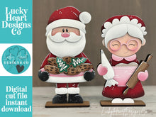 Load image into Gallery viewer, Santa Mrs. Claus Cookies, Christmas Standing File SVG, Cookies, Couple, Bakery, Tiered Tray, Centerpiece glowforge LuckyHeartDesignsCo