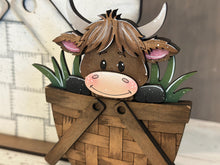 Load image into Gallery viewer, Happy Highland Cow For The Flower Basket Interchangeable File SVG, Farm, Tiny, Tiered Tray, Glowforge, LuckyHeartDesignsCo
