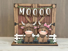 Load image into Gallery viewer, Happy Highland Holiday Door Sign Interchangeable File, SVG Cow, Farm, Fence, Home, Seasonal, Home, Welcome, glowforge