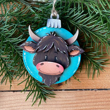 Load image into Gallery viewer, Happy Highland Christmas Ornament File SVG, Glowforge, Cow, Cowbell, Farm, LuckyHeartDesignsCo