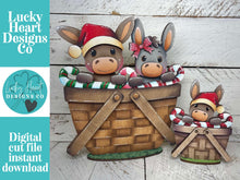 Load image into Gallery viewer, Donkey Christmas For The Flower Basket Interchangeable File SVG (Original and TINY) Santa, Cow, Horse, Farm Glowforge LuckyHeartDesignsCo