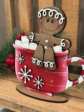 Load image into Gallery viewer, Hot Cocoa Gingerbread Man Standing Mug File SVG, Glowforge Laser file, Chocolate, Candy Cane, Winter Christmas, LuckyHeartDesignsCo