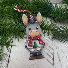 Load image into Gallery viewer, Donkey Christmas Ornament File SVG, Glowforge, Cow, Cowbell, Farm, Horse, LuckyHeartDesignsCo
