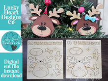Load image into Gallery viewer, Reindeer Pair Pop Out Ornament Craft Kit File SVG, Rudolph, Christmas, Kids Craft, Glowforge, LuckyHeartDesignsCo