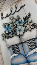 Load image into Gallery viewer, Winter Boot Foliage Door Hanger Sign File SVG, flower, Floral, Snowflake Tree, Holly, Greens, Pinecone, Glowforge, LuckyHeartDesignsCo