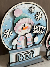 Load image into Gallery viewer, Let It Snow Snowman Winter Snow Globe Interchangeable File SVG, Glowforge, TINY, Snowmen, Frosty Snowflake, Tiered Tray LuckyHeartDesignsCo