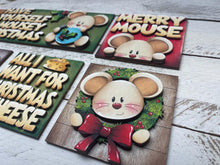 Load image into Gallery viewer, Mouse Christmas Interchangeable Leaning Sign File SVG, Stocking, Mice, Santa, Twas The Night Before, Glowforge, LuckyHeartDesignsCo