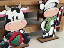 Load image into Gallery viewer, Dairy Cow Christmas Standing Set File SVG, Elf, Sweater, Santa, Holiday, Tree, Ornament, Farm, Tiered Tray Glowforge, LuckyHeartDesignsCo