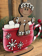 Load image into Gallery viewer, Hot Cocoa Gingerbread Man Standing Mug File SVG, Glowforge Laser file, Chocolate, Candy Cane, Winter Christmas, LuckyHeartDesignsCo