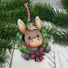 Load image into Gallery viewer, Donkey Christmas Ornament File SVG, Glowforge, Cow, Cowbell, Farm, Horse, LuckyHeartDesignsCo