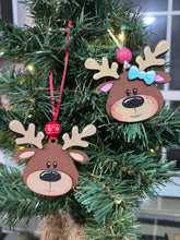 Load image into Gallery viewer, Reindeer Pair Pop Out Ornament Craft Kit File SVG, Rudolph, Christmas, Kids Craft, Glowforge, LuckyHeartDesignsCo