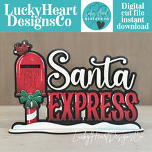 Load image into Gallery viewer, Santa Mail Shelf Sitter Christmas Standing Sign File SVG, Elf, Mailbox, Letters, Mantle decor, Centerpiece, glowforge, LuckyHeartDesignsCo