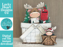 Load image into Gallery viewer, Moose Santa Mail For The Flower Basket Interchangeable File SVG, TINY Christmas, Forest, Tree, Tiered Tray, Glowforge, LuckyHeartDesignsCo