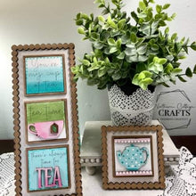 Load image into Gallery viewer, MINI Tea Interchangeable Leaning Sign File SVG, Tiered Tray Glowforge, LuckyHeartDesignsCo