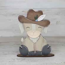 Load and play video in Gallery viewer, Goat Animal Hats Interchangeable MINI File SVG, Seasonal Leaning sign, Holiday, Farm Tiered Tray Glowforge, LuckyHeartDesignsCo