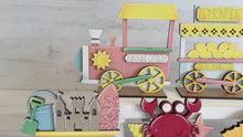 Load and play video in Gallery viewer, Summer Standing Train File SVG, Fireworks, Beach, Watermelon, Strawberry, Lemon, Icecream, Tiered Tray Glowforge, LuckyHeartDesignsCo