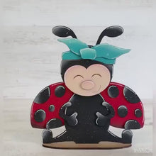 Load and play video in Gallery viewer, Ladybug Animal Hats Interchangeable MINI File SVG, Seasonal Leaning sign, Christmas, Holiday, Tiered Tray Glowforge, LuckyHeartDesignsCo