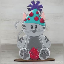 Load and play video in Gallery viewer, Cat Animal Hats Interchangeable MINI File SVG, Seasonal Leaning sign, Kitten, Holiday, Pet, Farm Tiered Tray Glowforge, LuckyHeartDesignsCo