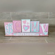 Load and play video in Gallery viewer, Lucky Charm Valentine Reversible Standing Blocks File SVG, Tiered Tray Valentines, St. Patrick's Day, Clover, Glowforge, LuckyHeartDesignsCo