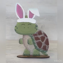Load and play video in Gallery viewer, Turtle Animal Hats Interchangeable MINI File SVG, Seasonal Leaning sign, Tortoise, Holiday, Tiered Tray Glowforge, LuckyHeartDesignsCo