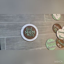 Load and play video in Gallery viewer, Interchangeable Mother's Day Shiplap Round Sign File SVG, Mom Glowforge Leaning Ladder, LuckyHeartDesignsCo