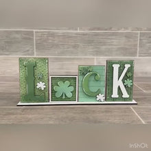 Load and play video in Gallery viewer, Standing Love Luck Reversible File SVG, Tiered Tray Valentines, St. Patrick's Day, Clover, Glowforge, LuckyHeartDesignsCo