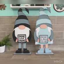 Load and play video in Gallery viewer, Valentine Tall Porch Gnome Couple Interchangeable Leaning Sign Gnome File SVG, Valentine's Day(hat add on), love, hearts,  Glowforge, LuckyHeartDesignsCo