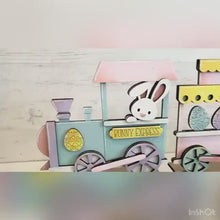 Load and play video in Gallery viewer, Easter Standing Train File SVG, Bunny, Carrots, Easter Egg, Tiered Tray Glowforge, LuckyHeartDesignsCo