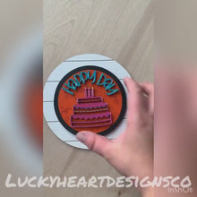 Load and play video in Gallery viewer, Seasonal Extra Inserts for the Interchangeable Shiplap Sign, School Interchangeable,Glowforge Round Leaning Ladder, luckyHeartDesignsCo